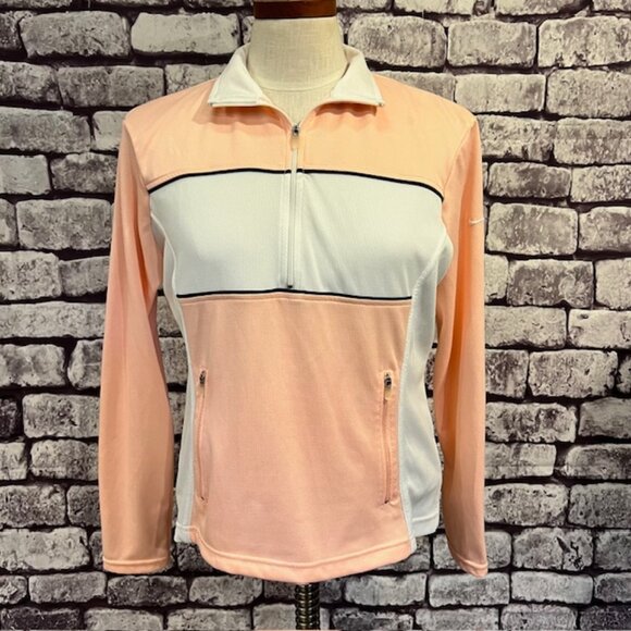 Nike Jackets & Blazers - Nike Pink & White Half Zip Long Sleeve Pullover Jacket Size M